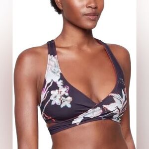 Athleta PIHA Reversible Wrap Bikini Top New Botanical Red/Floral Sz M A-C Cup